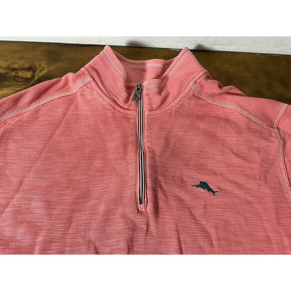Tommy Bahama Big & Tall Tobago Bay 1/4 Zip Pullover Sweater Size 2XLB Coral - Picture 2 of 8
